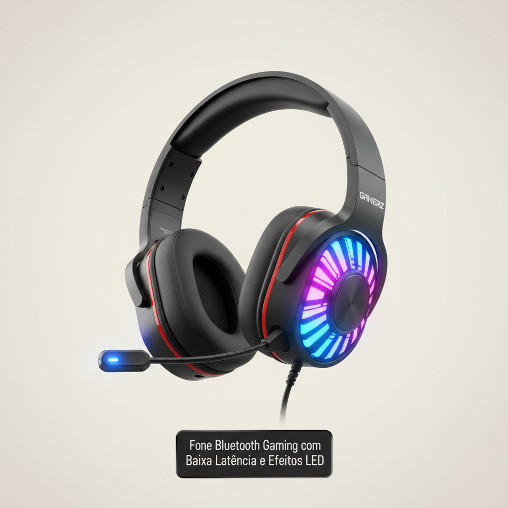 Fone Bluetooth Gaming com Baixa Latência e Efeitos LED