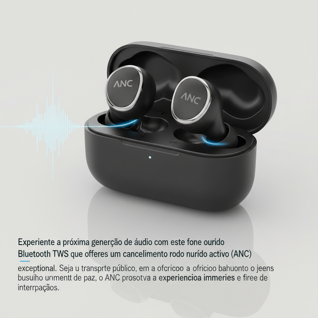 Fone de Ouvido Bluetooth TWS com Cancelamento de Ruído Ativo (ANC)